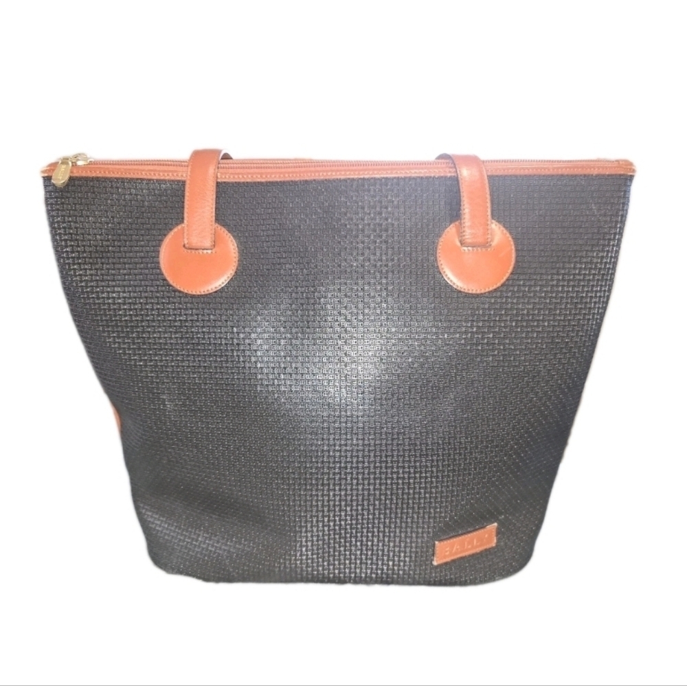 Bally Black and Tan Woven Tote Bag - Picture 2 of 10
